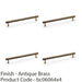 4 PACK Reeded T Bar Pull Handle Antique Brass 224mm Centres SOLID BRASS Lined 1