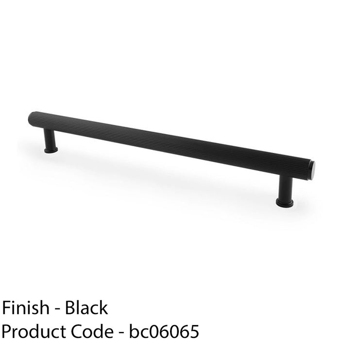 Reeded T Bar Pull Handle - Matt Black 224mm Centres SOLID BRASS Drawer Lined 1