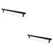 2x Reeded T Bar Pull Handle Matt Black 224mm Centres SOLID BRASS Drawer Lined