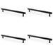 4x Reeded T Bar Pull Handle Matt Black 224mm Centres SOLID BRASS Drawer Lined