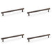 4x Reeded T Bar Pull Handle Dark Bronze 224mm Centres SOLID BRASS Drawer Lined