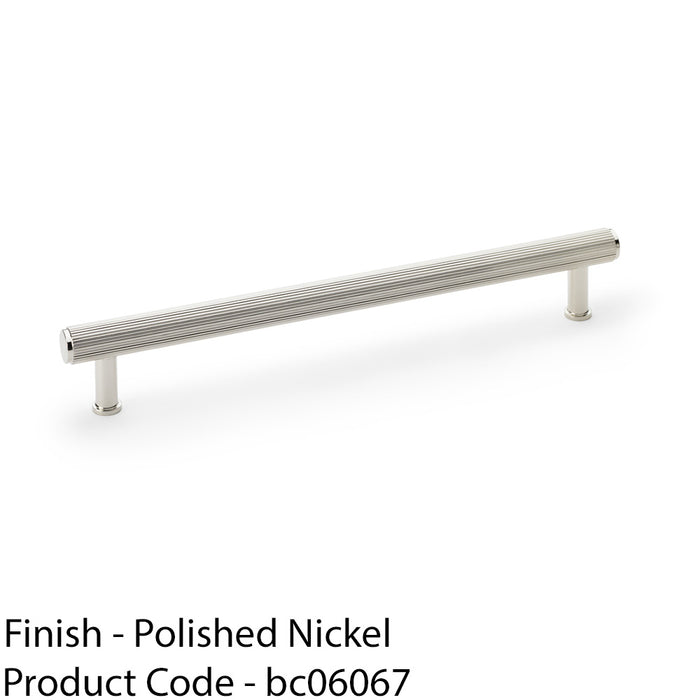 Reeded T Bar Pull Handle - Polished Nickel 224mm Centre SOLID BRASS Drawer Lined 1