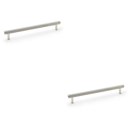 2 PACK Reeded T Bar Pull Handle Polished Nickel 224mm Centre SOLID BRASS Lined