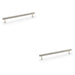 2 PACK Reeded T Bar Pull Handle Polished Nickel 224mm Centre SOLID BRASS Lined
