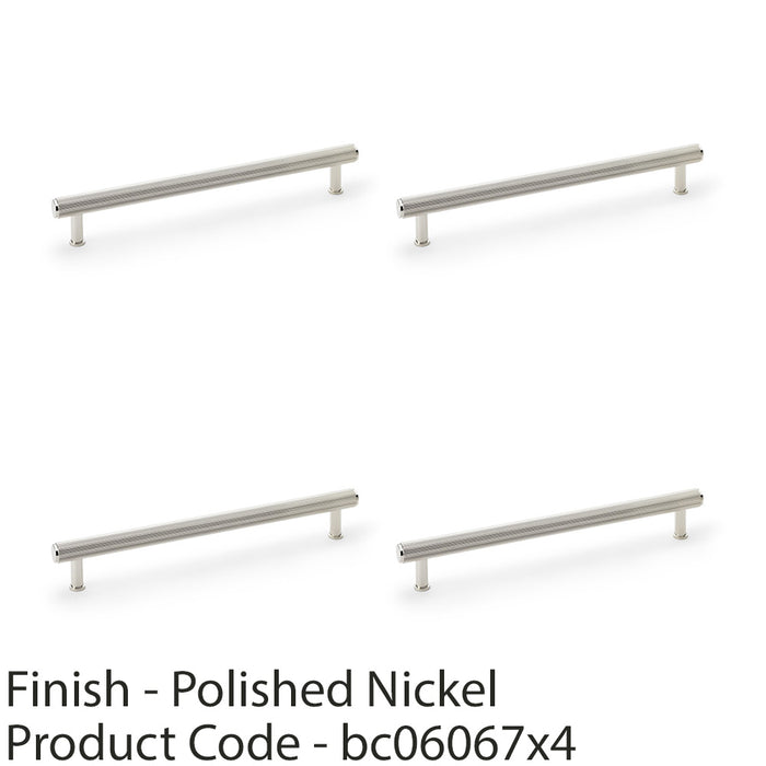 4 PACK Reeded T Bar Pull Handle Polished Nickel 224mm Centre SOLID BRASS Lined 1