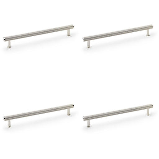 4 PACK Reeded T Bar Pull Handle Polished Nickel 224mm Centre SOLID BRASS Lined