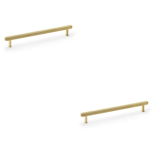 2x Reeded T Bar Pull Handle Satin Brass 224mm Centres SOLID BRASS Drawer Lined