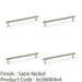 4 PACK Reeded T Bar Pull Handle Satin Nickel 224mm Centres SOLID BRASS Lined 1