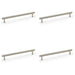 4 PACK Reeded T Bar Pull Handle Satin Nickel 224mm Centres SOLID BRASS Lined