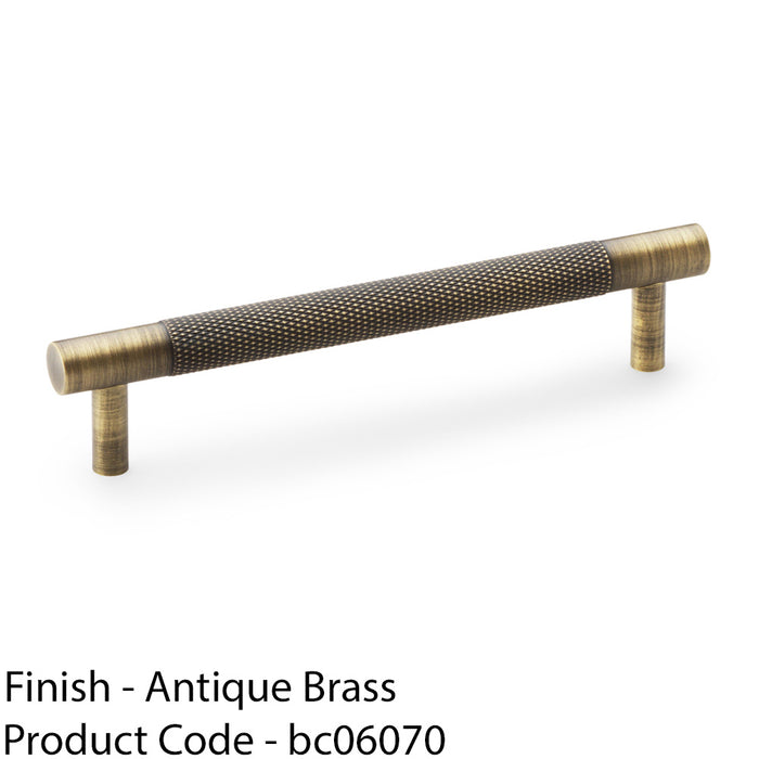 Knurled T Bar Door Pull Handle - Antique Brass - 128mm Centres Premium Drawer 1