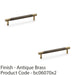 2 PACK Knurled T Bar Door Pull Handle Antique Brass 128mm Centres Premium Drawer 1