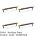 4 PACK Knurled T Bar Door Pull Handle Antique Brass 128mm Centres Premium Drawer 1