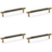 4 PACK Knurled T Bar Door Pull Handle Antique Brass 128mm Centres Premium Drawer