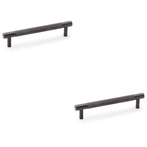 2 PACK Knurled T Bar Door Pull Handle Dark Bronze 128mm Centres Premium Drawer