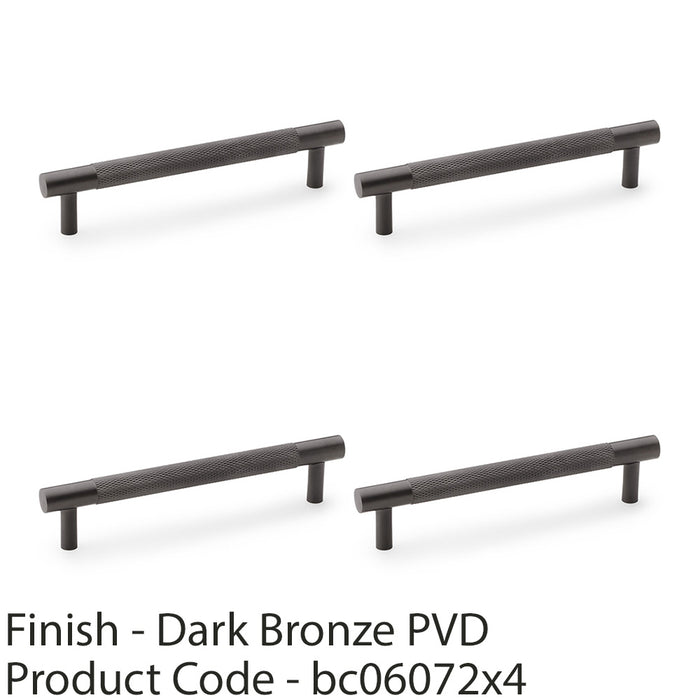 4 PACK Knurled T Bar Door Pull Handle Dark Bronze 128mm Centres Premium Drawer 1