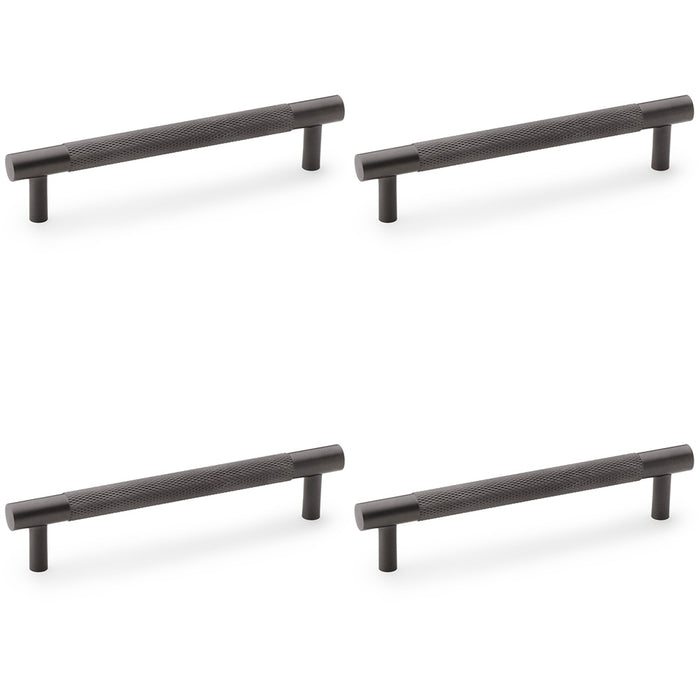 4 PACK Knurled T Bar Door Pull Handle Dark Bronze 128mm Centres Premium Drawer