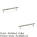 2x Knurled T Bar Door Pull Handle Polished Nickel 128mm Centres Premium Drawer 1