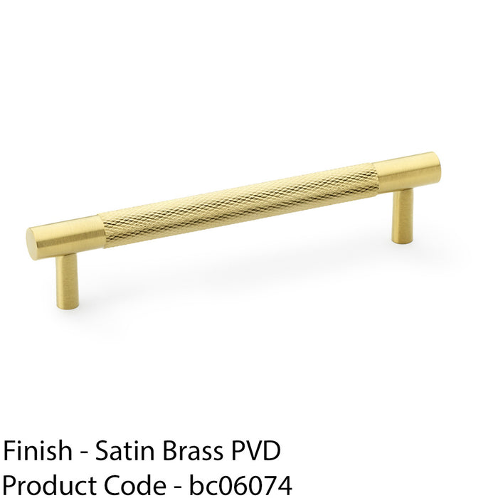 Knurled T Bar Door Pull Handle - Satin Brass - 128mm Centres Premium Drawer 1