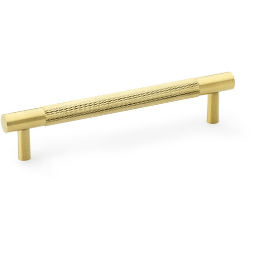 Knurled T Bar Door Pull Handle - Satin Brass - 128mm Centres Premium Drawer