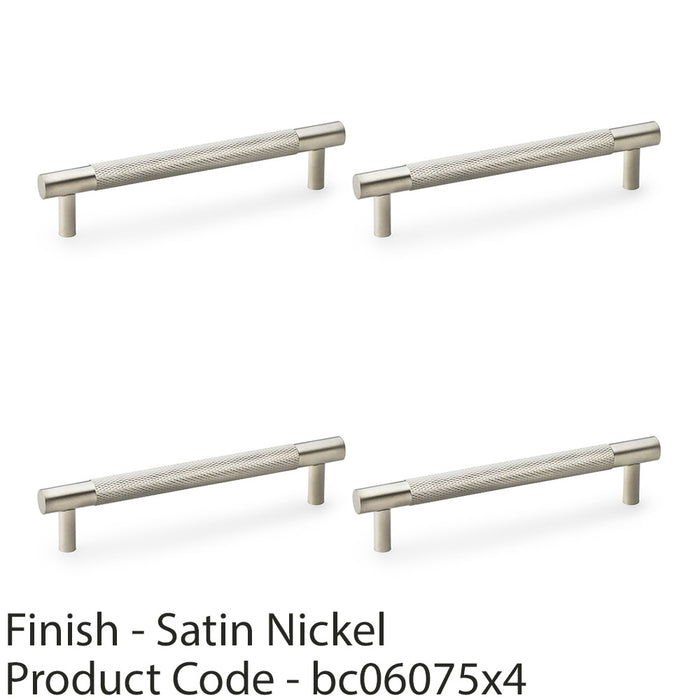 4 PACK Knurled T Bar Door Pull Handle Satin Nickel 128mm Centres Premium Drawer 1