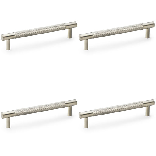 4 PACK Knurled T Bar Door Pull Handle Satin Nickel 128mm Centres Premium Drawer