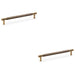 2 PACK Knurled T Bar Door Pull Handle Antique Brass 160mm Centres Premium Drawer