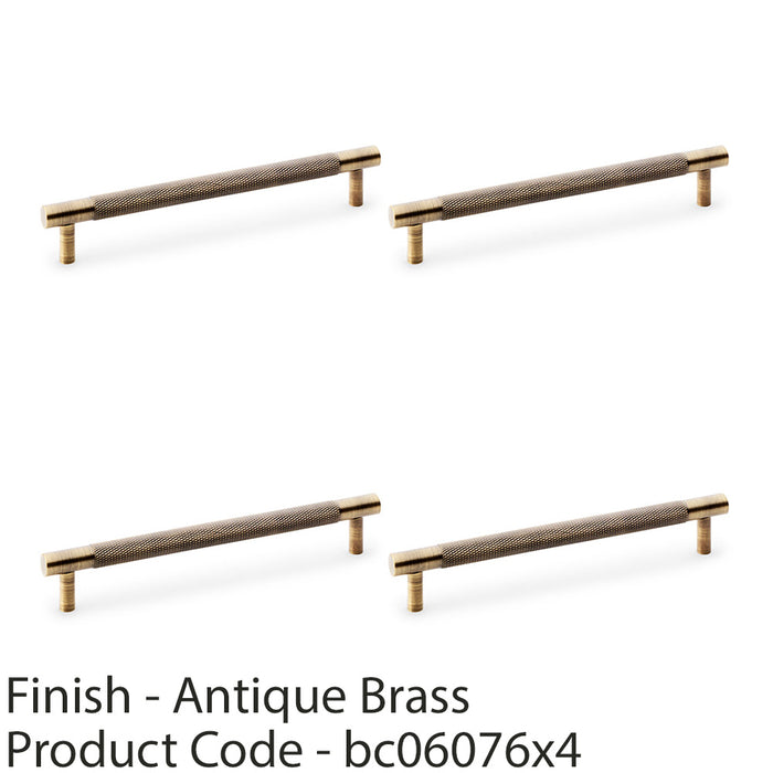4 PACK Knurled T Bar Door Pull Handle Antique Brass 160mm Centres Premium Drawer 1