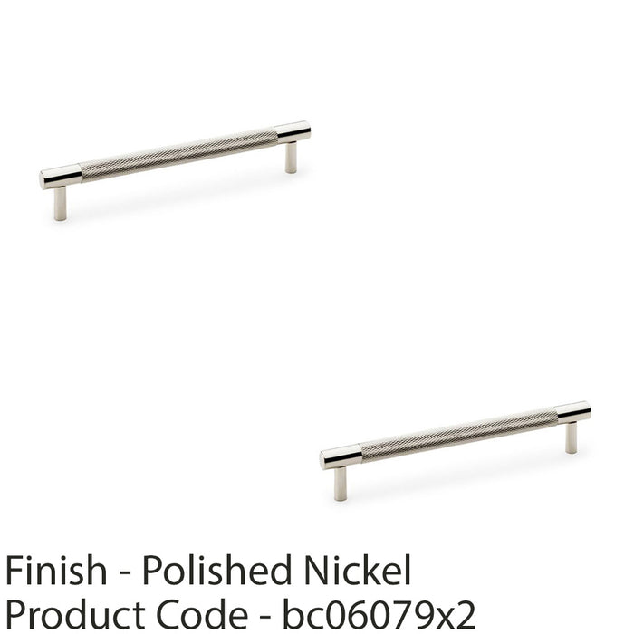 2x Knurled T Bar Door Pull Handle Polished Nickel 160mm Centres Premium Drawer 1
