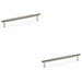 2x Knurled T Bar Door Pull Handle Polished Nickel 160mm Centres Premium Drawer