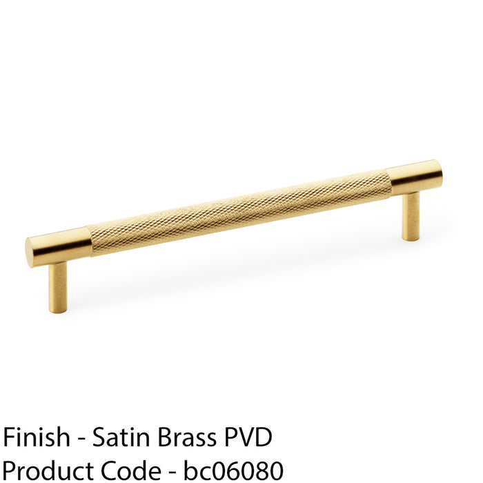 Knurled T Bar Door Pull Handle - Satin Brass - 160mm Centres Premium Drawer 1