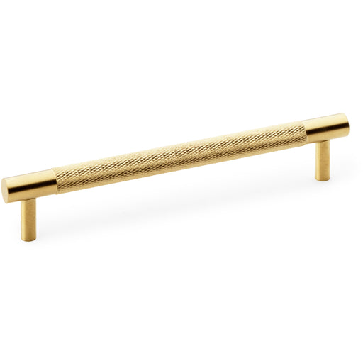 Knurled T Bar Door Pull Handle - Satin Brass - 160mm Centres Premium Drawer