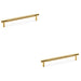 2 PACK Knurled T Bar Door Pull Handle Satin Brass 160mm Centres Premium Drawer