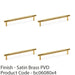 4 PACK Knurled T Bar Door Pull Handle Satin Brass 160mm Centres Premium Drawer 1