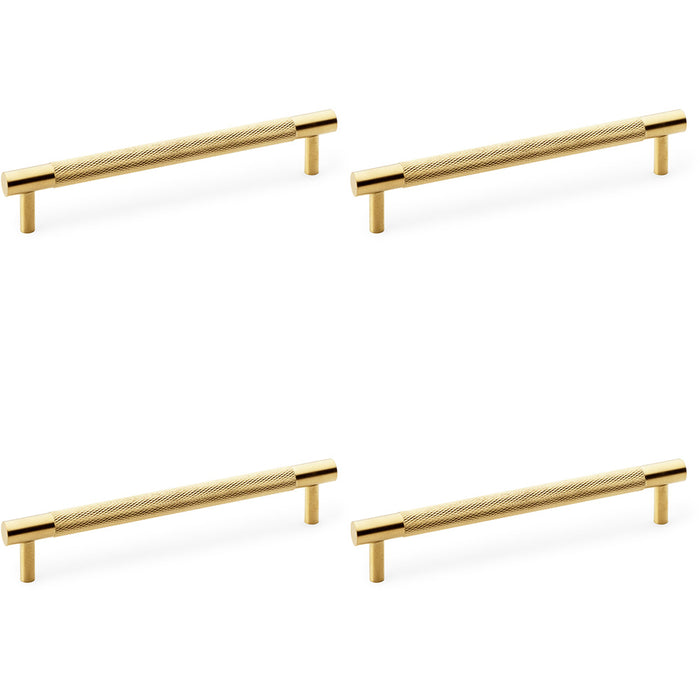 4 PACK Knurled T Bar Door Pull Handle Satin Brass 160mm Centres Premium Drawer