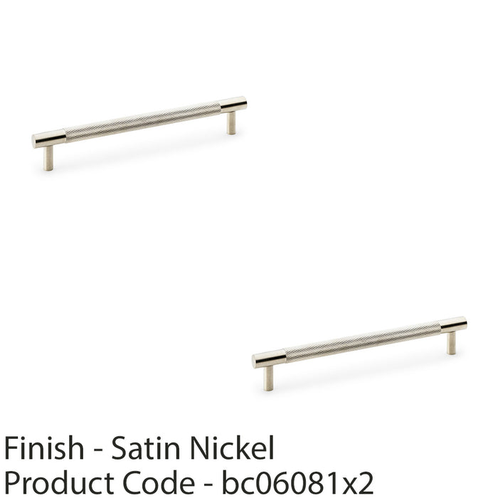 2 PACK Knurled T Bar Door Pull Handle Satin Nickel 160mm Centres Premium Drawer 1