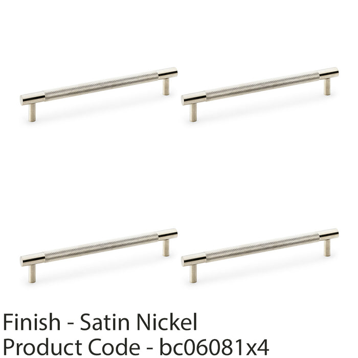 4 PACK Knurled T Bar Door Pull Handle Satin Nickel 160mm Centres Premium Drawer 1