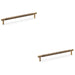 2 PACK Knurled T Bar Door Pull Handle Antique Brass 192mm Centres Premium Drawer