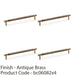 4 PACK Knurled T Bar Door Pull Handle Antique Brass 192mm Centres Premium Drawer 1