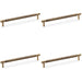 4 PACK Knurled T Bar Door Pull Handle Antique Brass 192mm Centres Premium Drawer