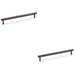 2 PACK Knurled T Bar Door Pull Handle Dark Bronze 192mm Centres Premium Drawer