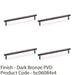 4 PACK Knurled T Bar Door Pull Handle Dark Bronze 192mm Centres Premium Drawer 1