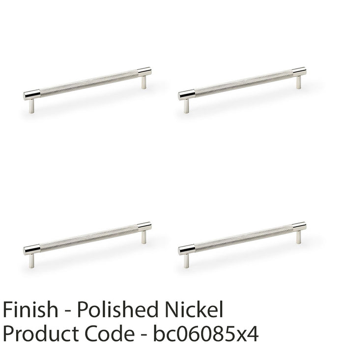 4x Knurled T Bar Door Pull Handle Polished Nickel 192mm Centres Premium Drawer 1