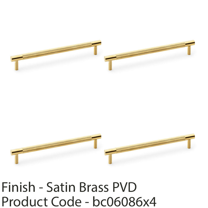 4 PACK Knurled T Bar Door Pull Handle Satin Brass 192mm Centres Premium Drawer 1