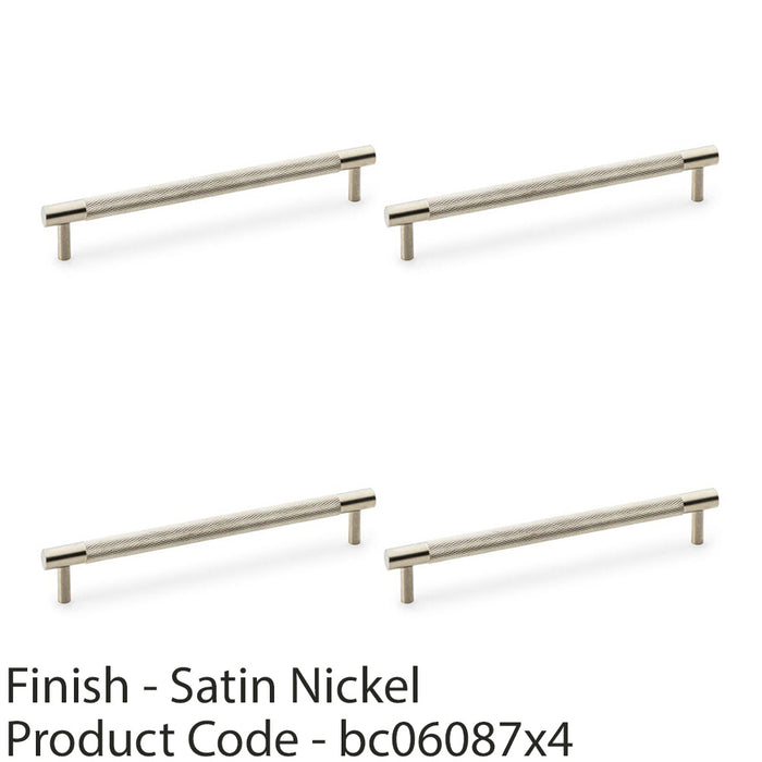 4 PACK Knurled T Bar Door Pull Handle Satin Nickel 192mm Centres Premium Drawer 1