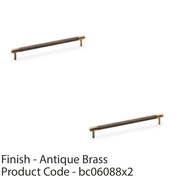 2 PACK Knurled T Bar Door Pull Handle Antique Brass 224mm Centres Premium Drawer 1