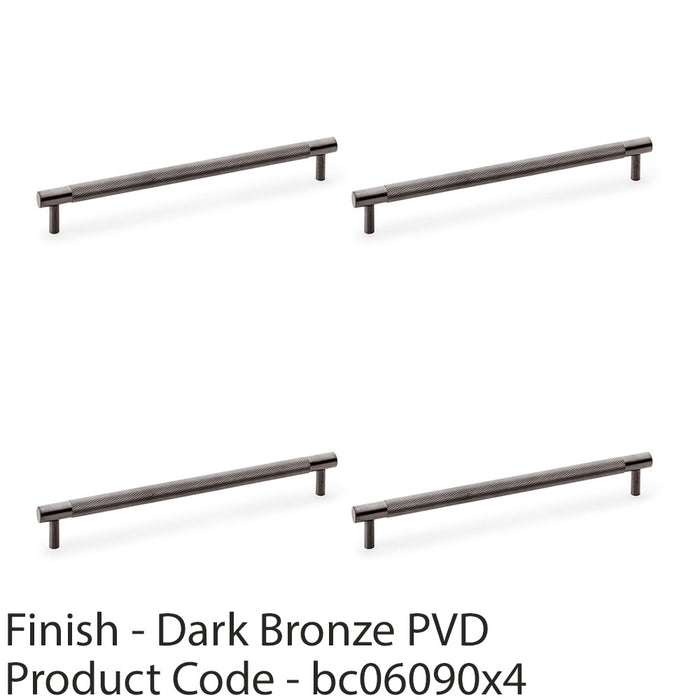 4 PACK Knurled T Bar Door Pull Handle Dark Bronze 224mm Centres Premium Drawer 1