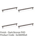 4 PACK Knurled T Bar Door Pull Handle Dark Bronze 224mm Centres Premium Drawer 1