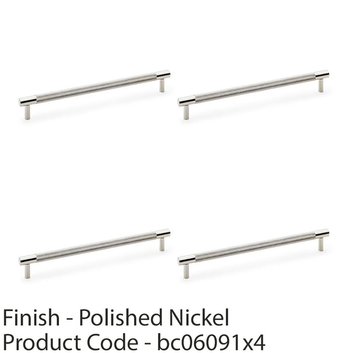 4x Knurled T Bar Door Pull Handle Polished Nickel 224mm Centres Premium Drawer 1