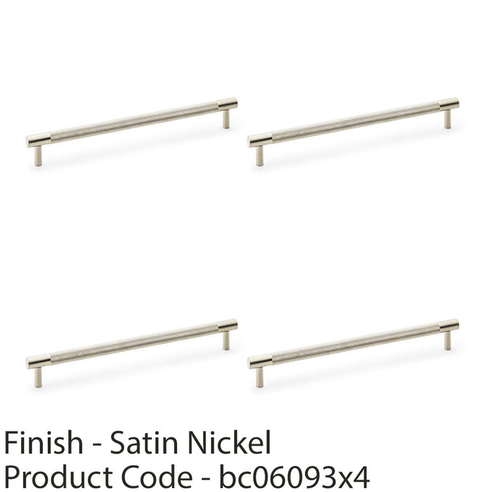4 PACK Knurled T Bar Door Pull Handle Satin Nickel 224mm Centres Premium Drawer 1