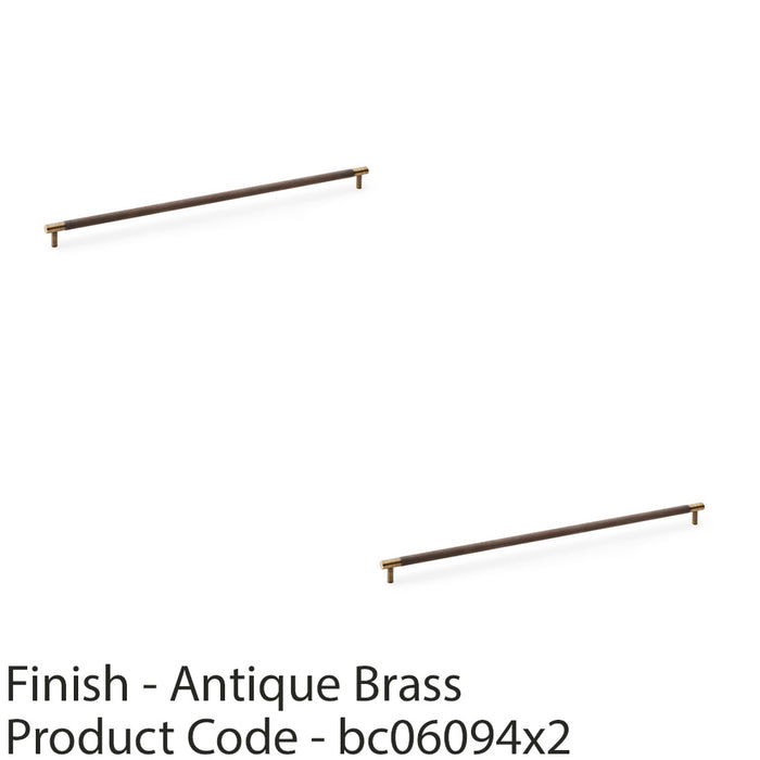 2 PACK Knurled T Bar Door Pull Handle Antique Brass 448mm Centres Premium Drawer 1